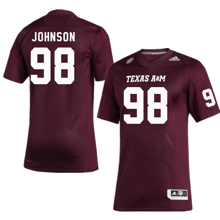 Men #98 Jordan Johnson Texas A&M Aggies College Football Jerseys Stitched Sale-Maroon - Click Image to Close